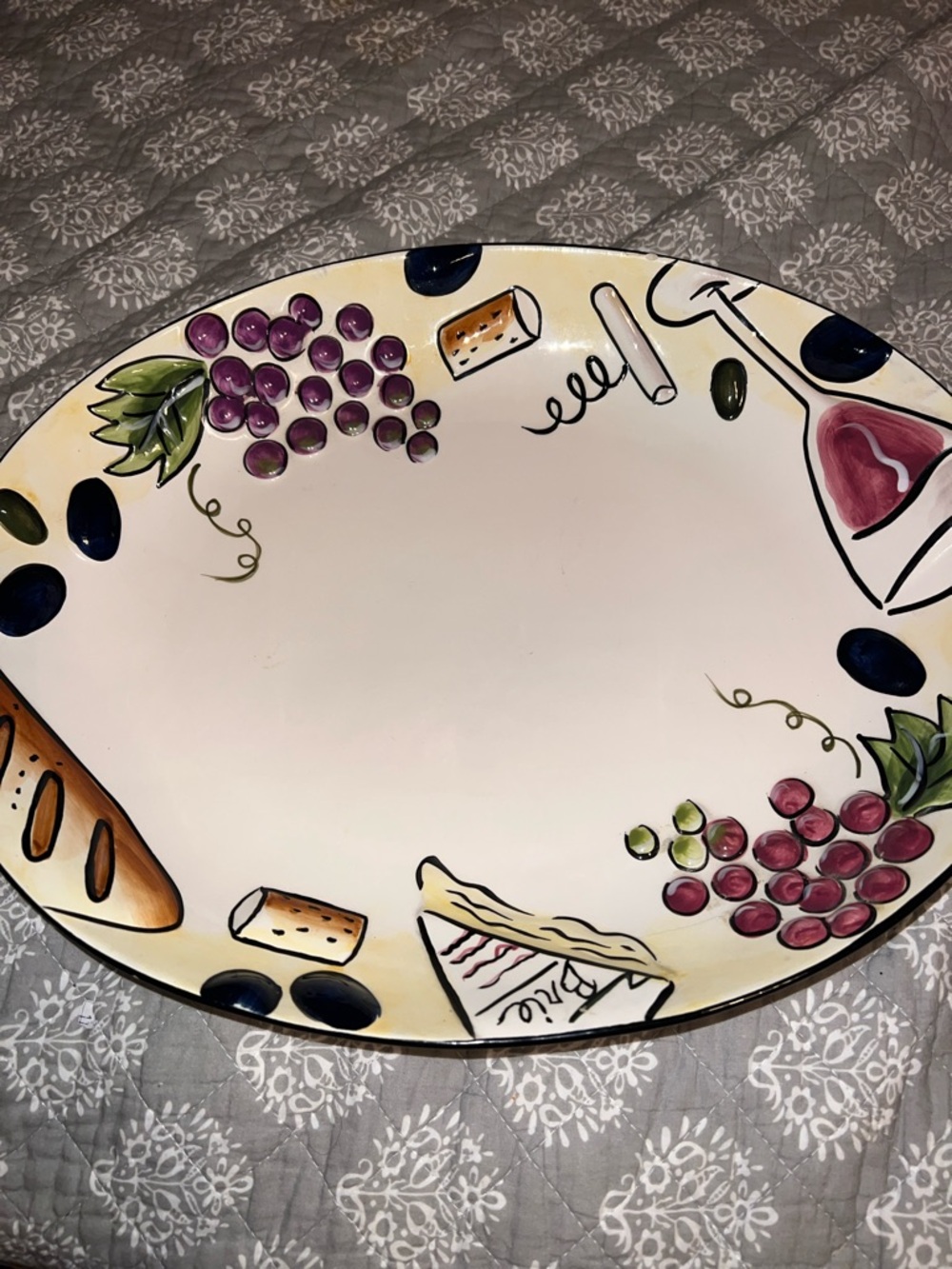 CLay Art Buon Vino hand painted serving platter